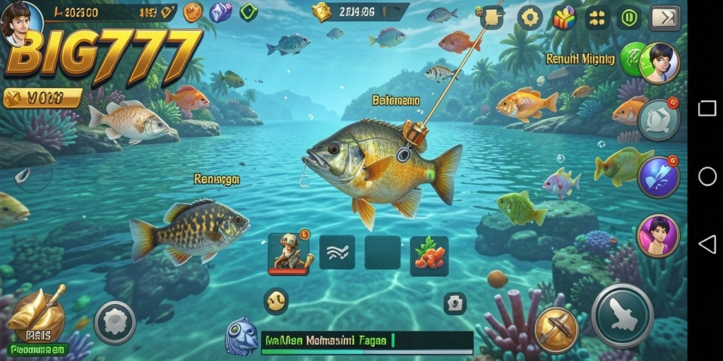 Tangkapan ikan besar dalam permainan memancing yang mendebarkan.