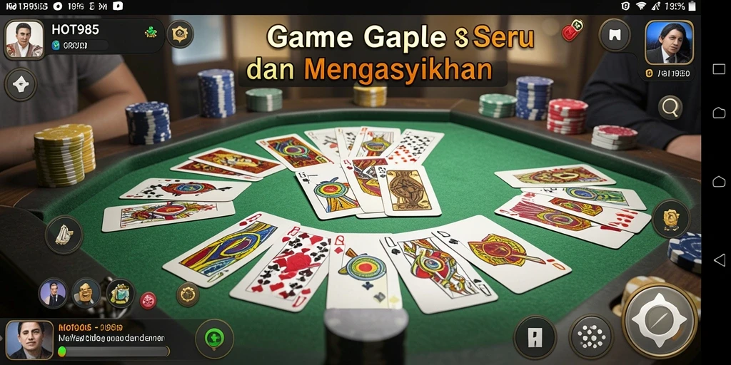 Screenshot menunjukkan gameplay seru Gaple di HOT985.