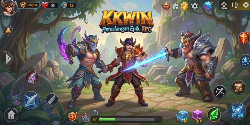 Tampilan menarik dari gameplay RPG dan eksplorasi dunia di KKWIN.