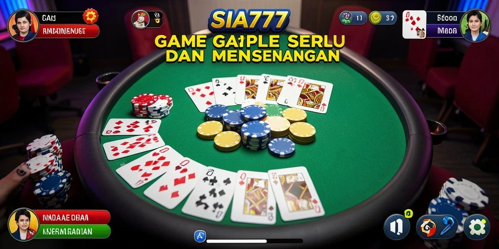 Screenshot utama SIA777 yang menunjukkan gameplay Gaple yang seru.
