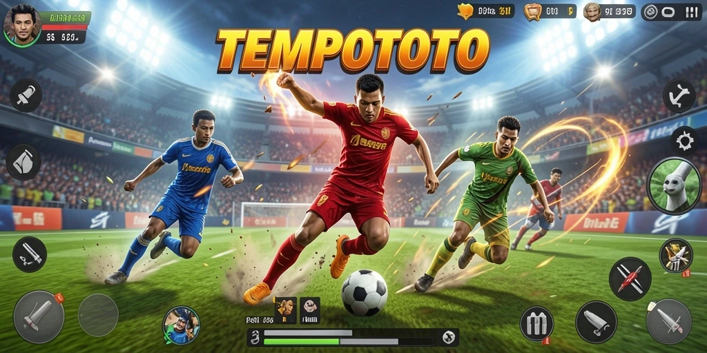 Screenshot TEMPOTOTO menampilkan aksi seru permainan olahraga.